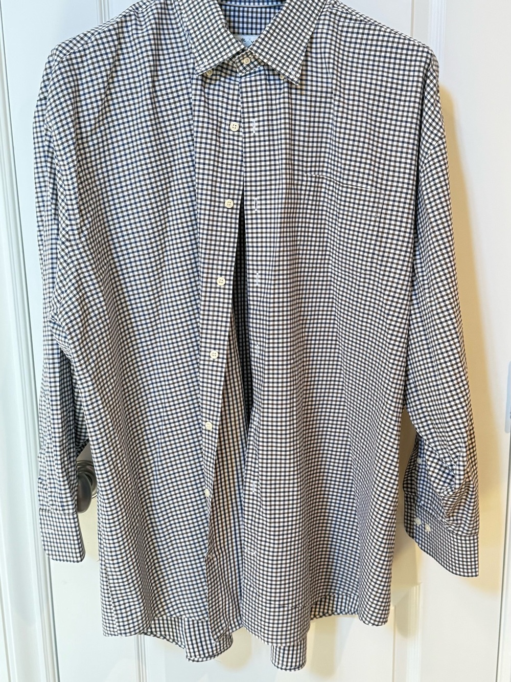 Peter Millar Blue and White Micro-Check Button-Down Shirt